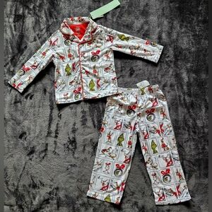 NWT Dr Seuss The Grinch Christmas Family Sleep 2 pc Pajama Set Toddler 12m 2t 3t